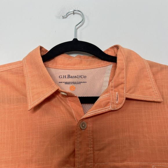 G.H Bass Co Shirt Men's Large Orange Button Down Short Sleeve Shirt Outdoors - Picture 4 of 8